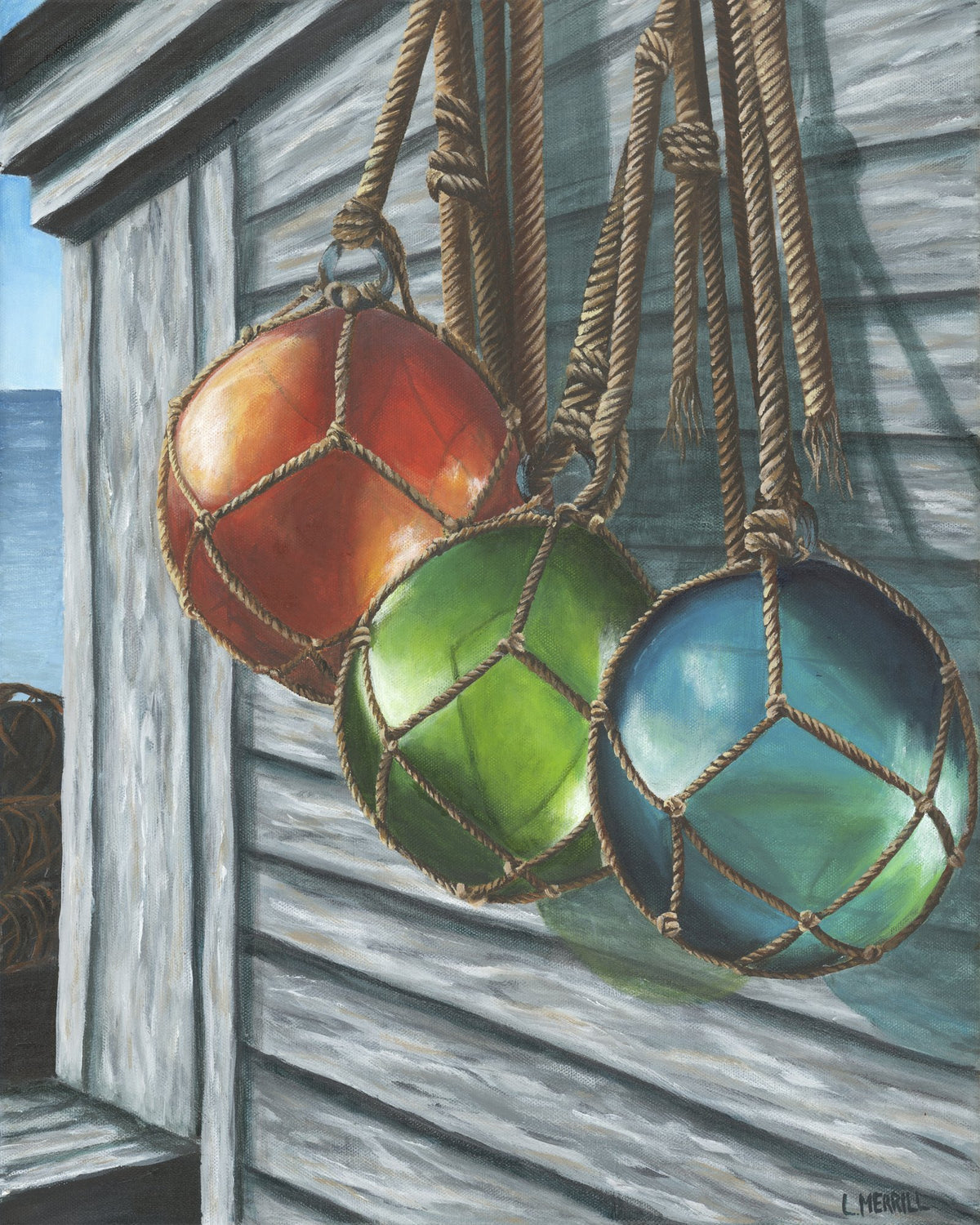Glass Buoys, giclee print by Linda Merrill